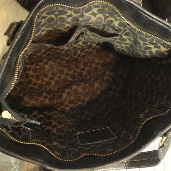Vintage COACH Poppy metallic signature logo canvas black leather satchel purse - Picture 13 of 16